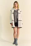 White Sherpa Coat Black Trim