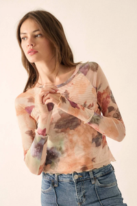 Blush Crush Floral Mesh Top