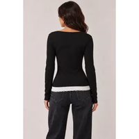 Lace Trim Long Sleeve Henley