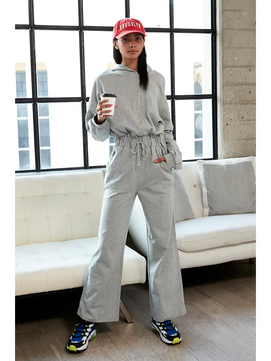 Grey Long Sleeve Jumpsuit