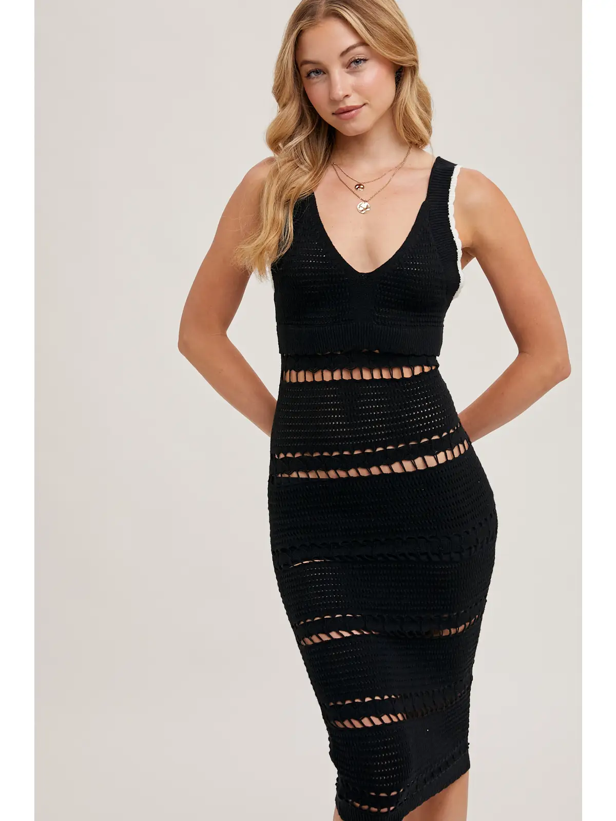 Black Open Knit Dress