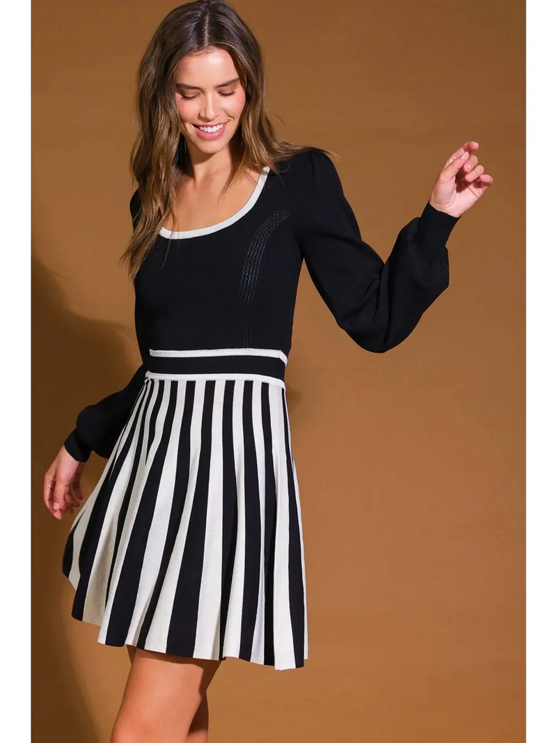 black and white sweater dress Black and White Sweater Dress – All There Boutique