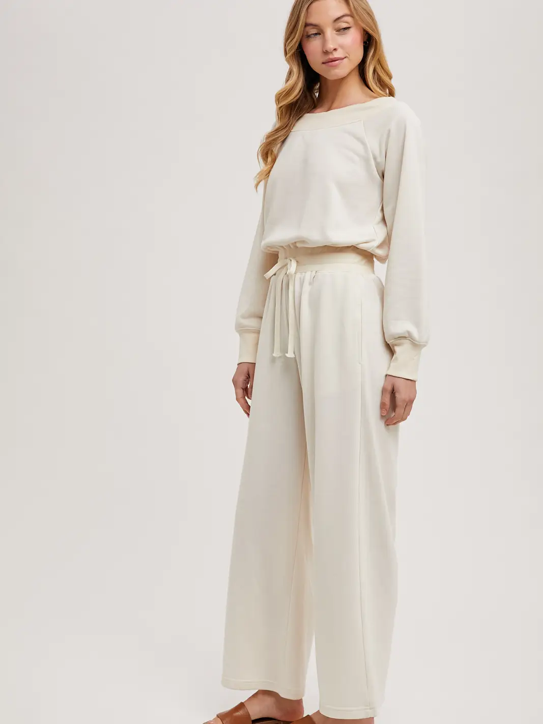 Off the Shoulder Jumpsuit Ecru