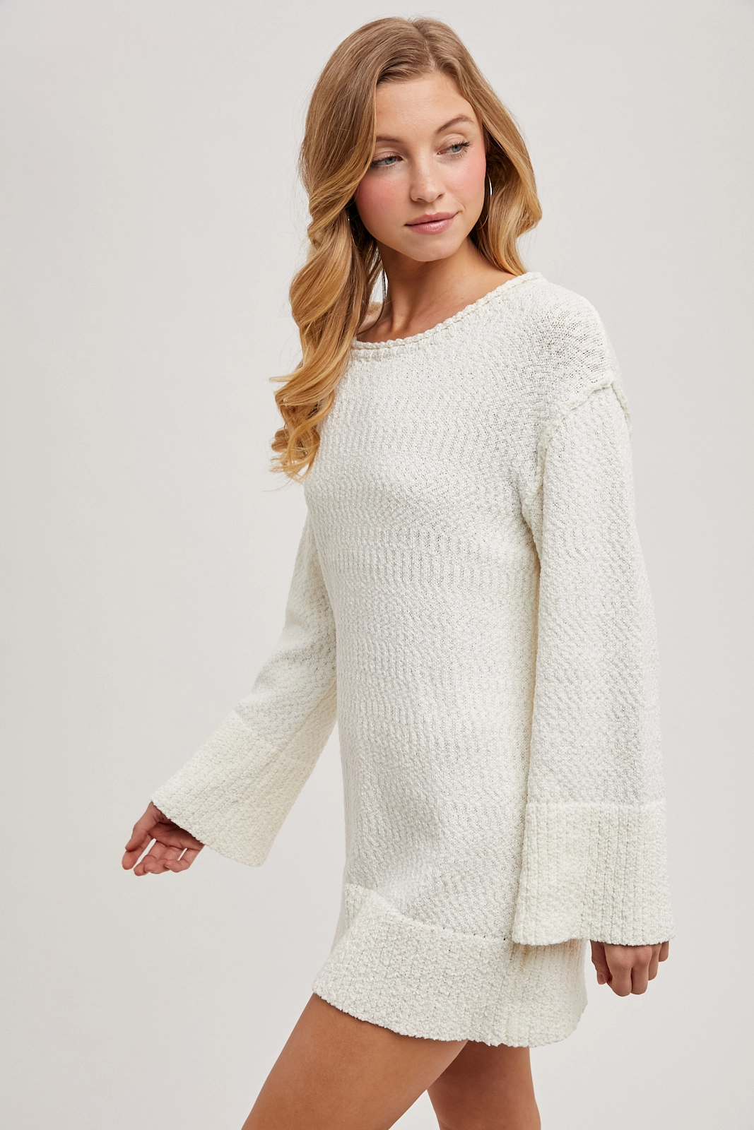 White Chunky Tunic Sweater Dress