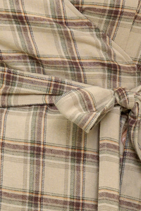 Latte Sunday Woven Plaid Top