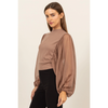 Sheer Batwing Sleeve Blouse Brown