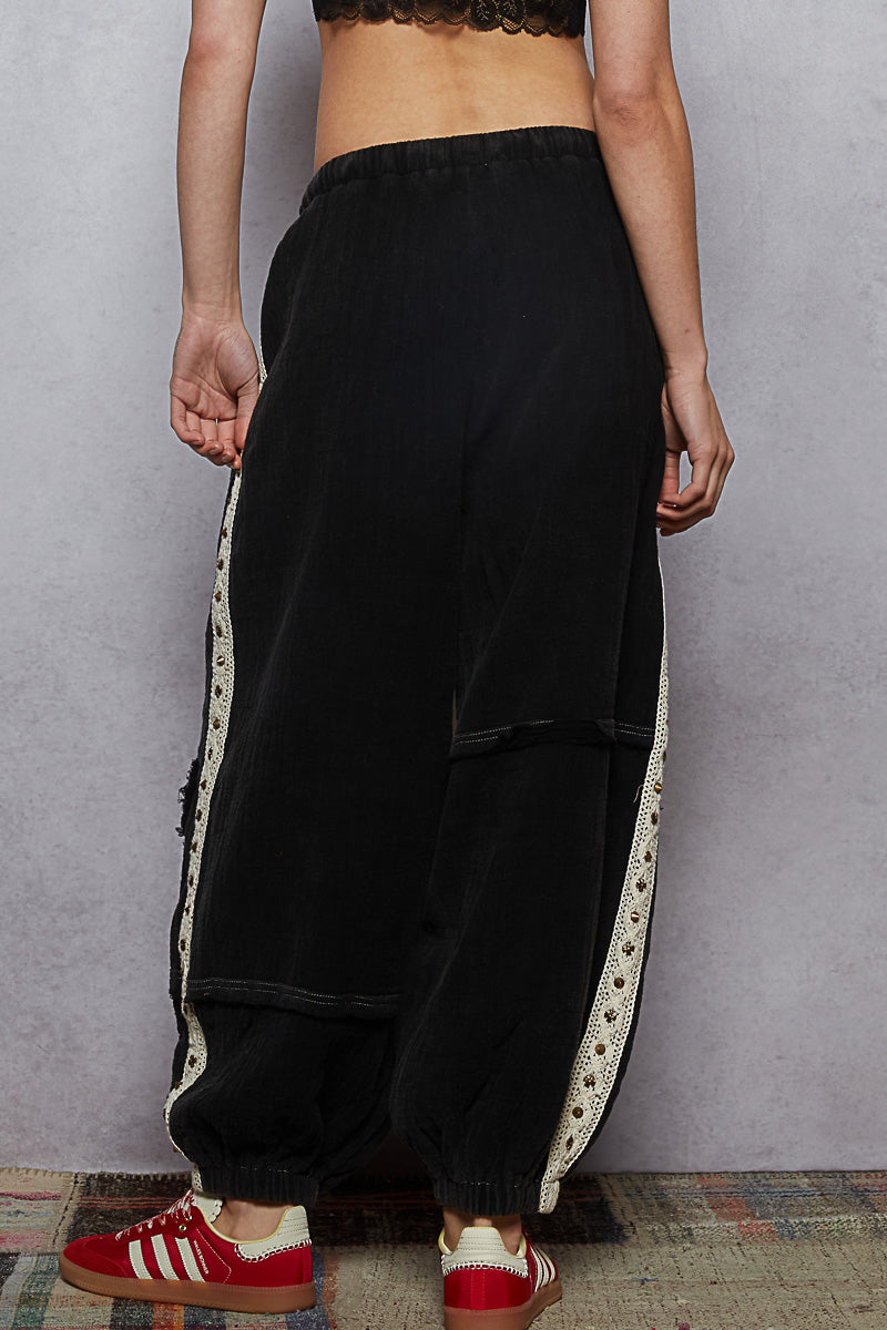 POL Black Studs Jogger Pants