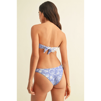 Blue & White Bandeau Bikini Set