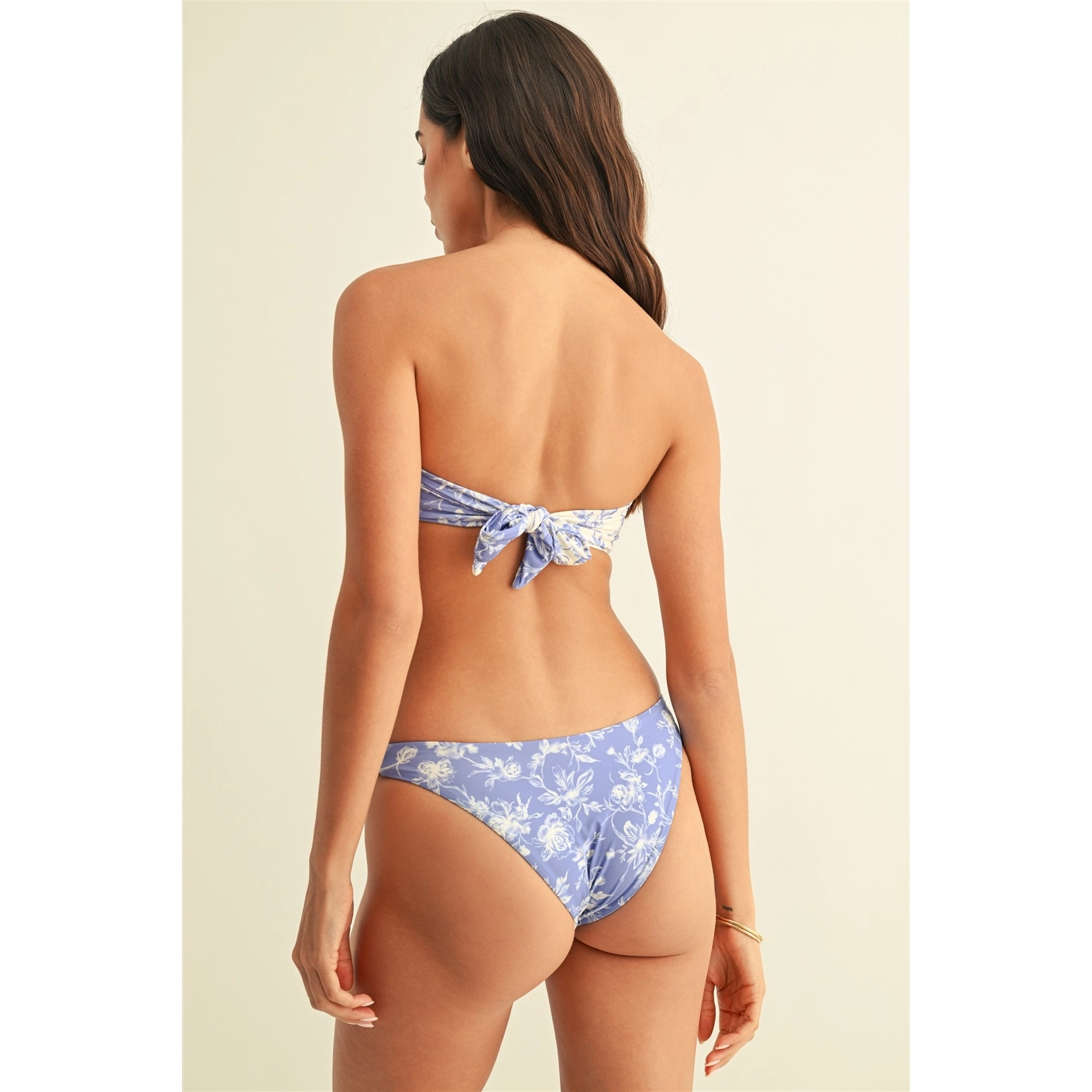 Blue & White Bandeau Bikini Set