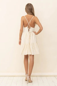 Cream Ruffle Mini Dress