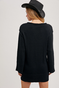 Black Chunky Tunic Sweater Dress