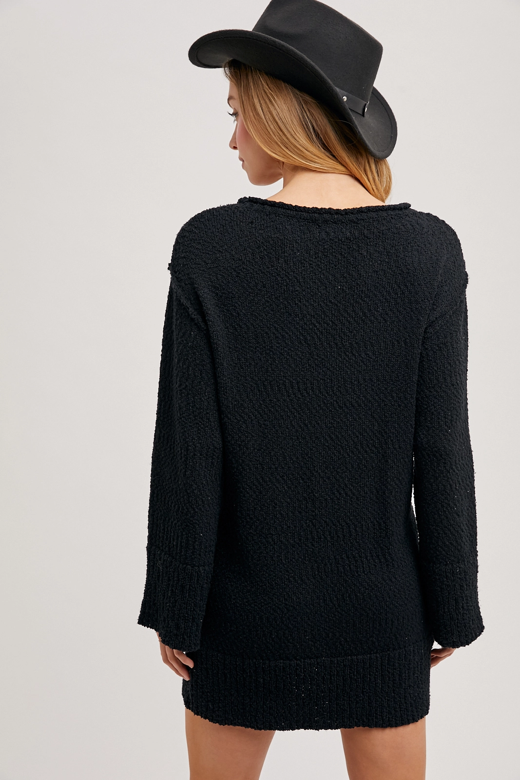 Black Chunky Tunic Sweater Dress