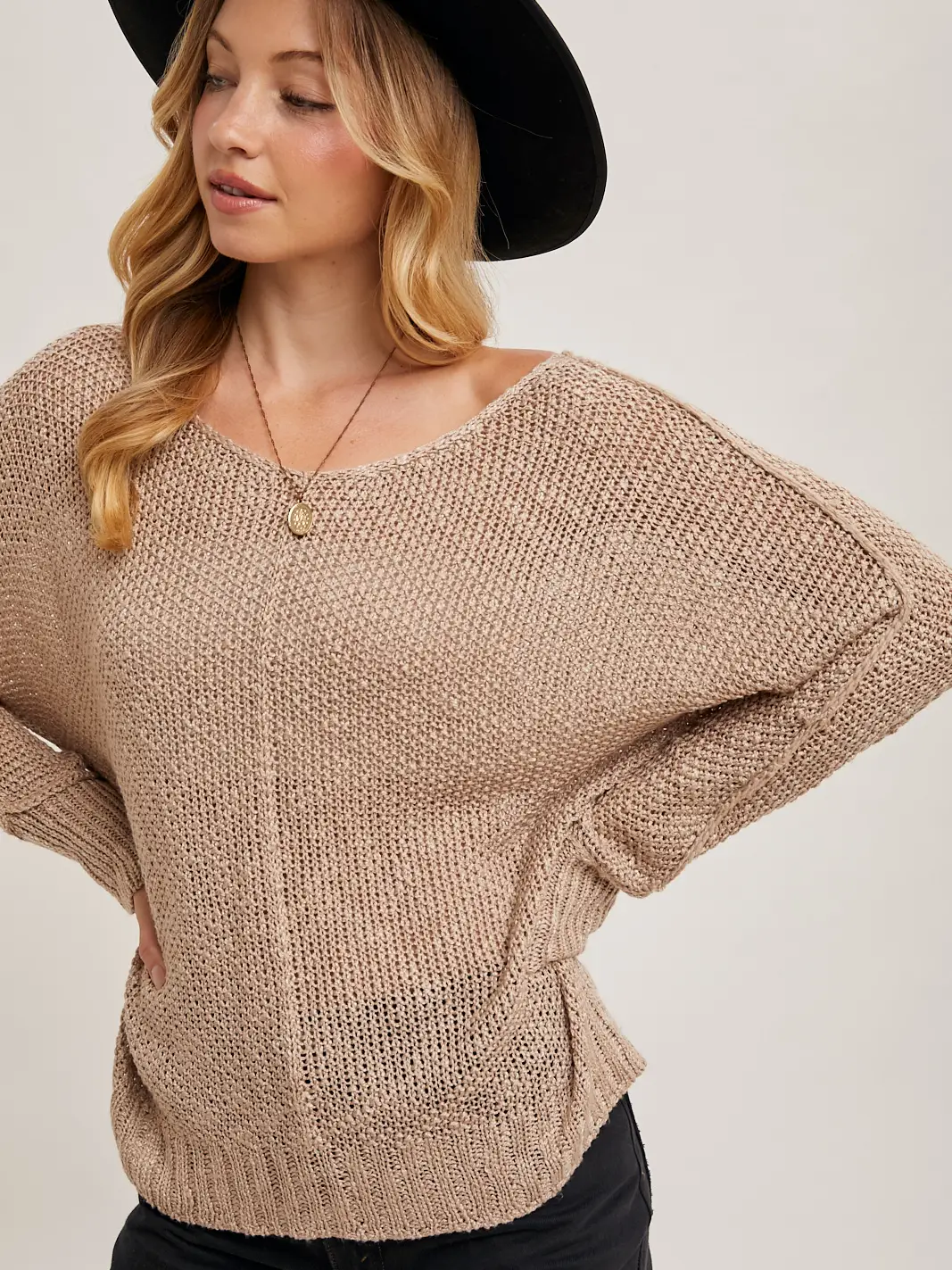Taupe Reverse Seam Sweater