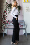 Black Flare Wide Waistband Pants