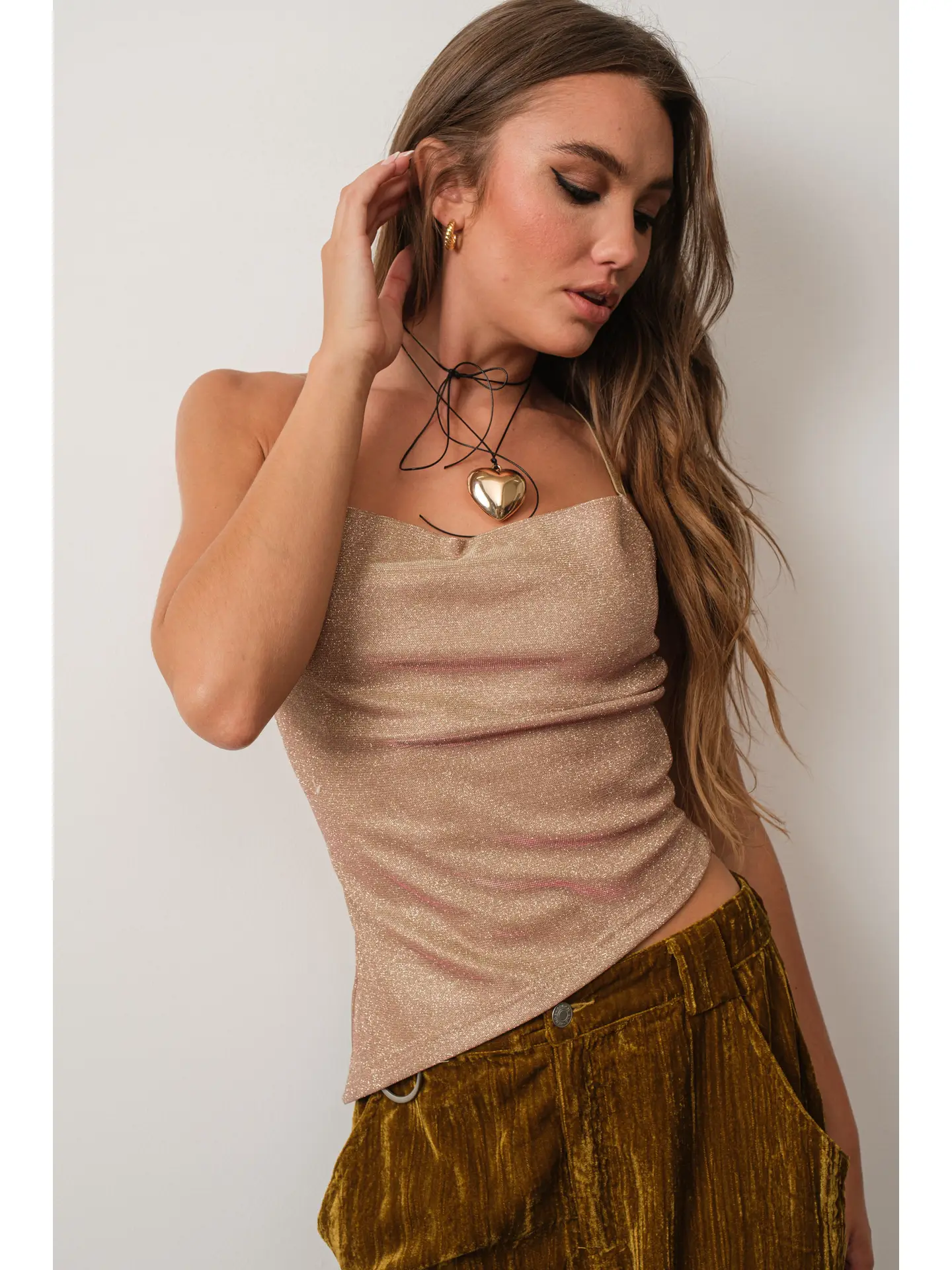 Gold Metallic Asymmetrical Top