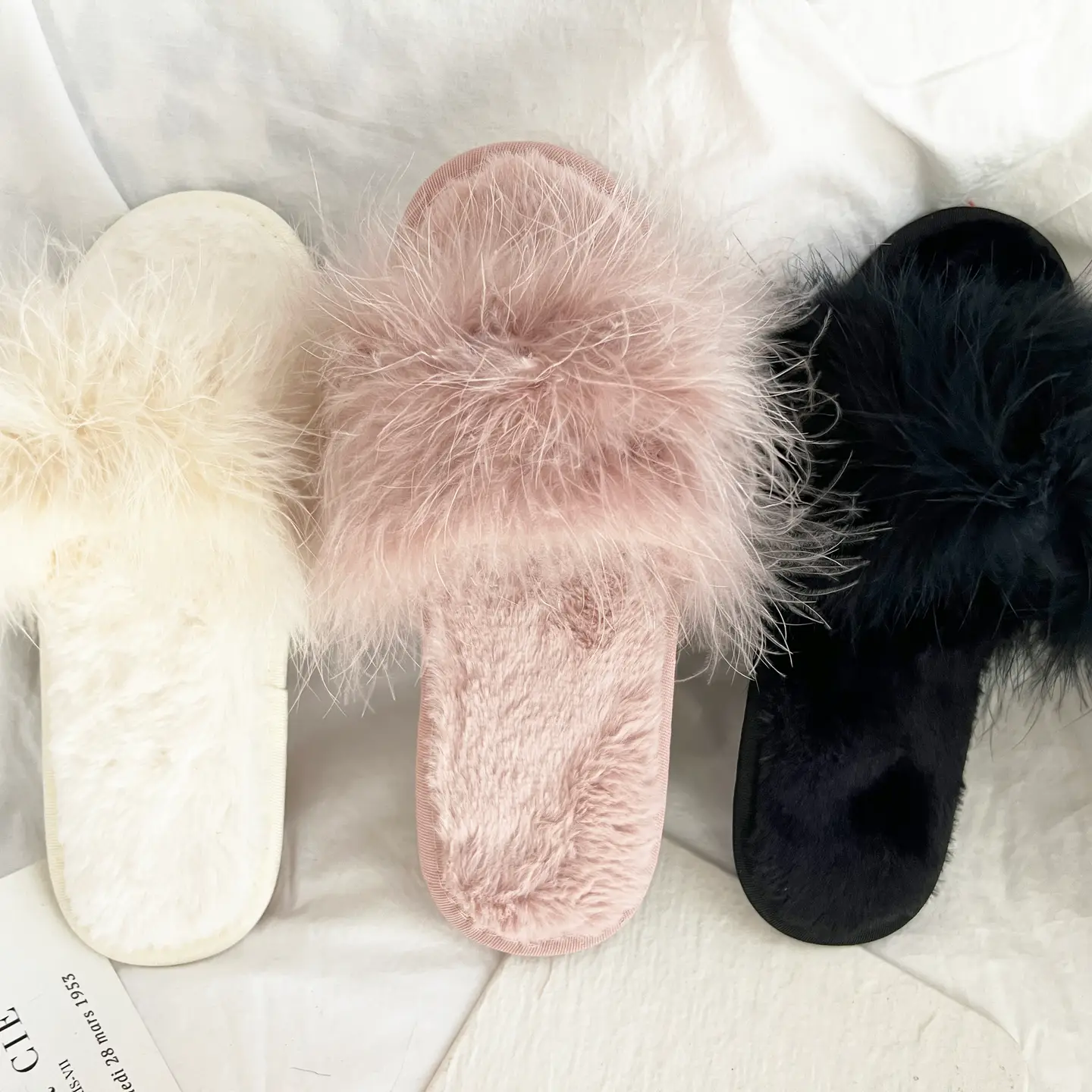 White Feather Slippers