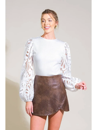 White Lace Open Sleeve Top