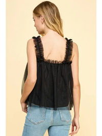 Black Tulle Tank Top