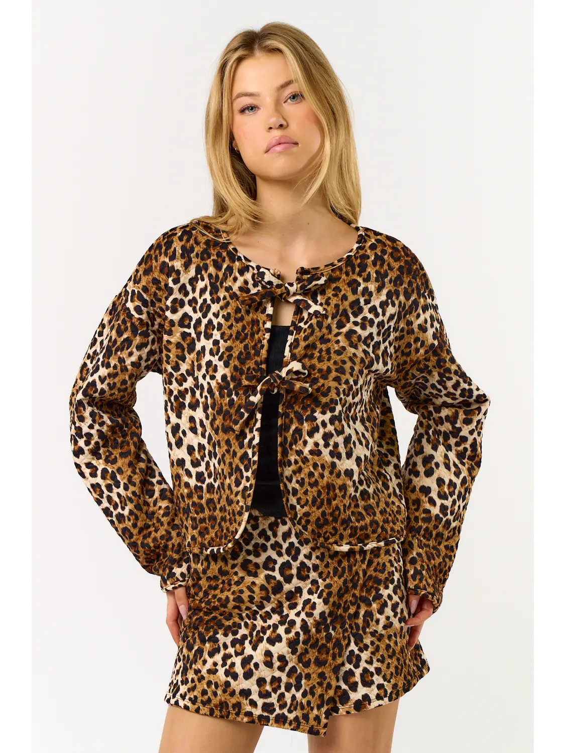 Quilted Leopard Cardigan