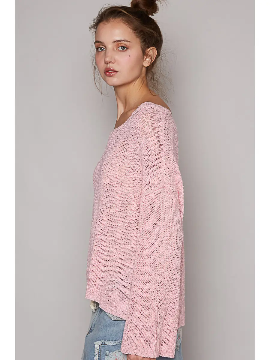 POL Pink open knit sweater