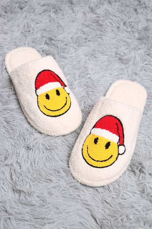 Smiley Santa Hat Slippers