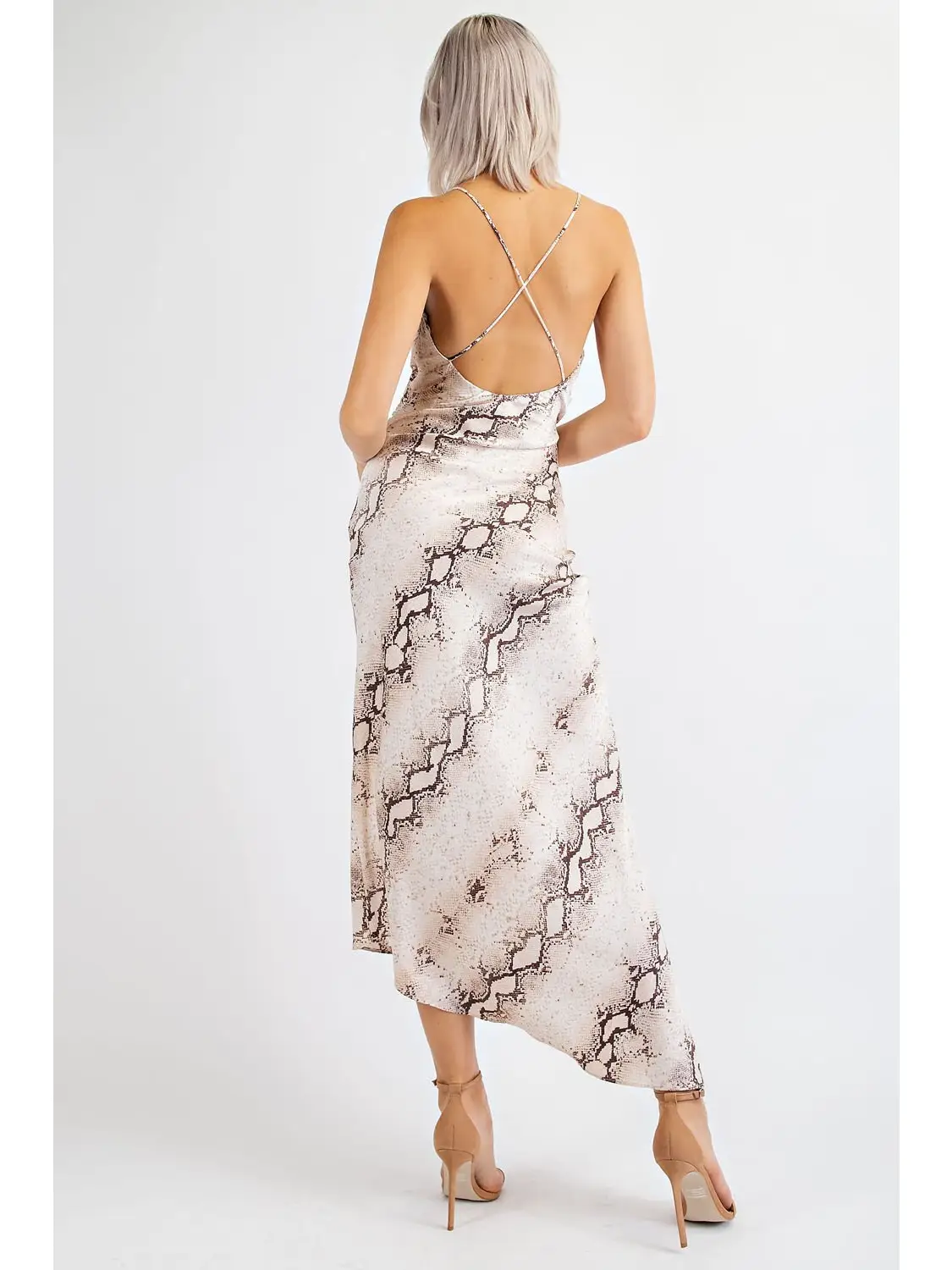 snakeskin backless dress Urban outfitters backless mini dress orange snakeskin large