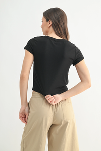 Black Crop Crewneck