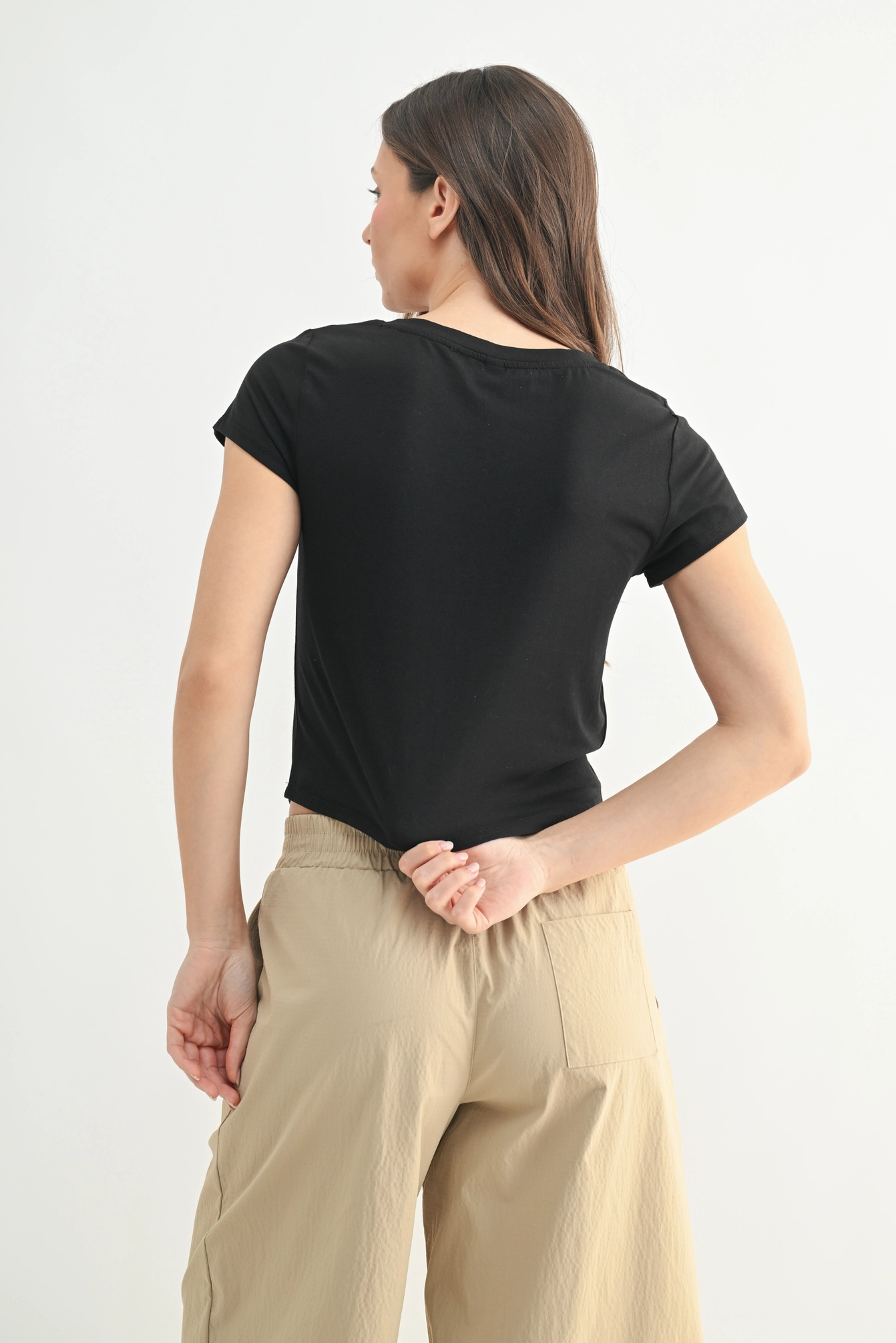 Black Crop Crewneck