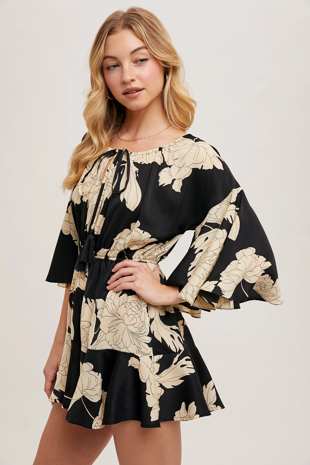 Floral Bell Sleeve Romper