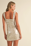 Metallic Ruched Sleeveless  Dress