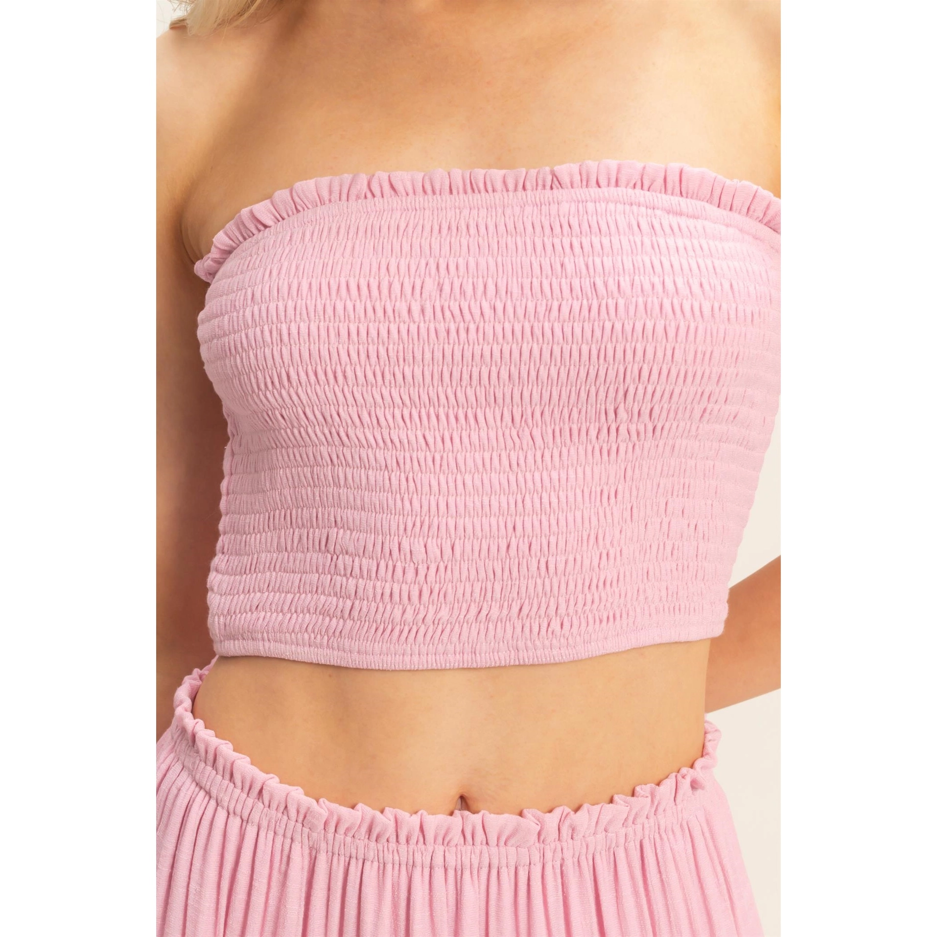 Pink Strapless Skirt Set