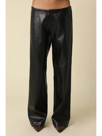 Black Faux Leather Wide Leg Pants