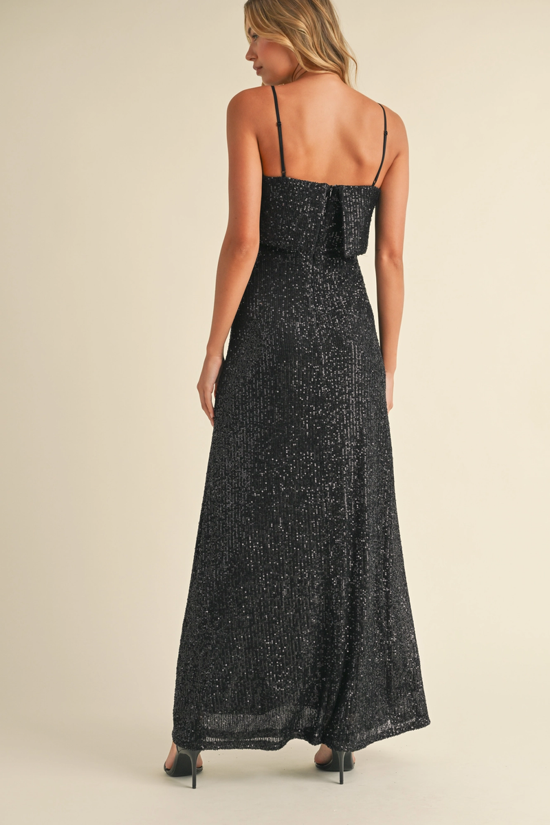 Black Sequin Maxi Dress