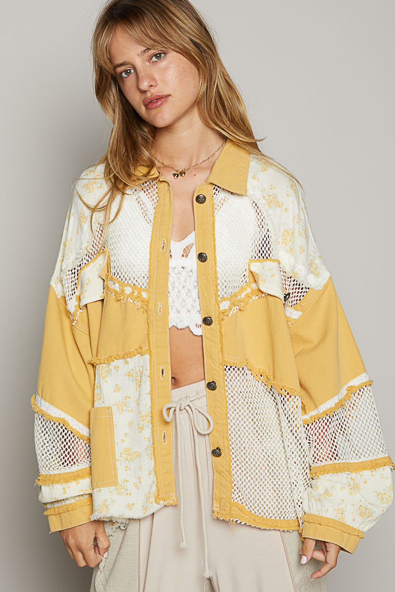 POL Yellow Lace & Flower Jacket