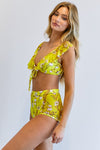 Yellow Floral Print Bikini