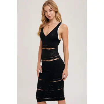 Black Open Knit Dress