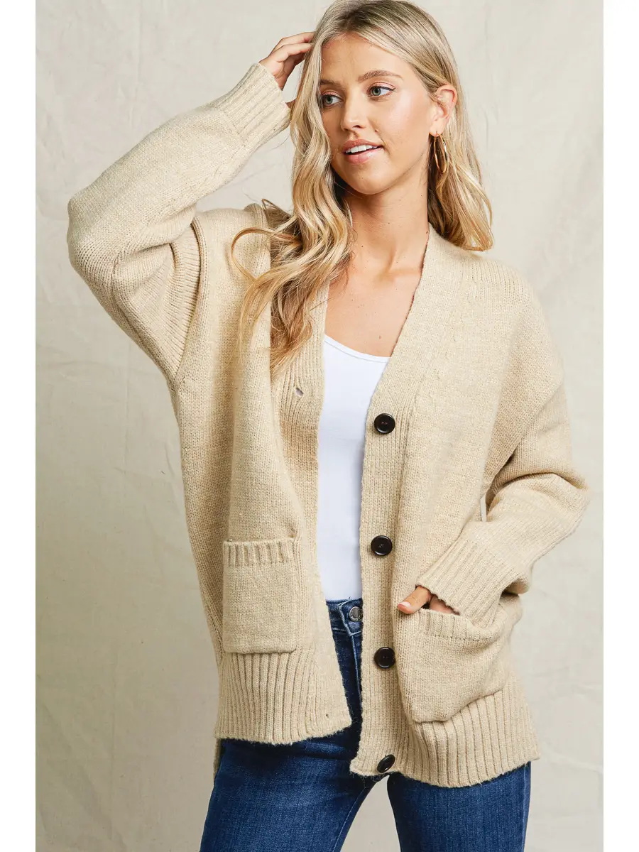 Oatmeal Button Down Cardigan