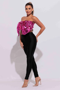 Pink Metallic Bow Top