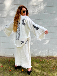 White and Black Leopard Robe