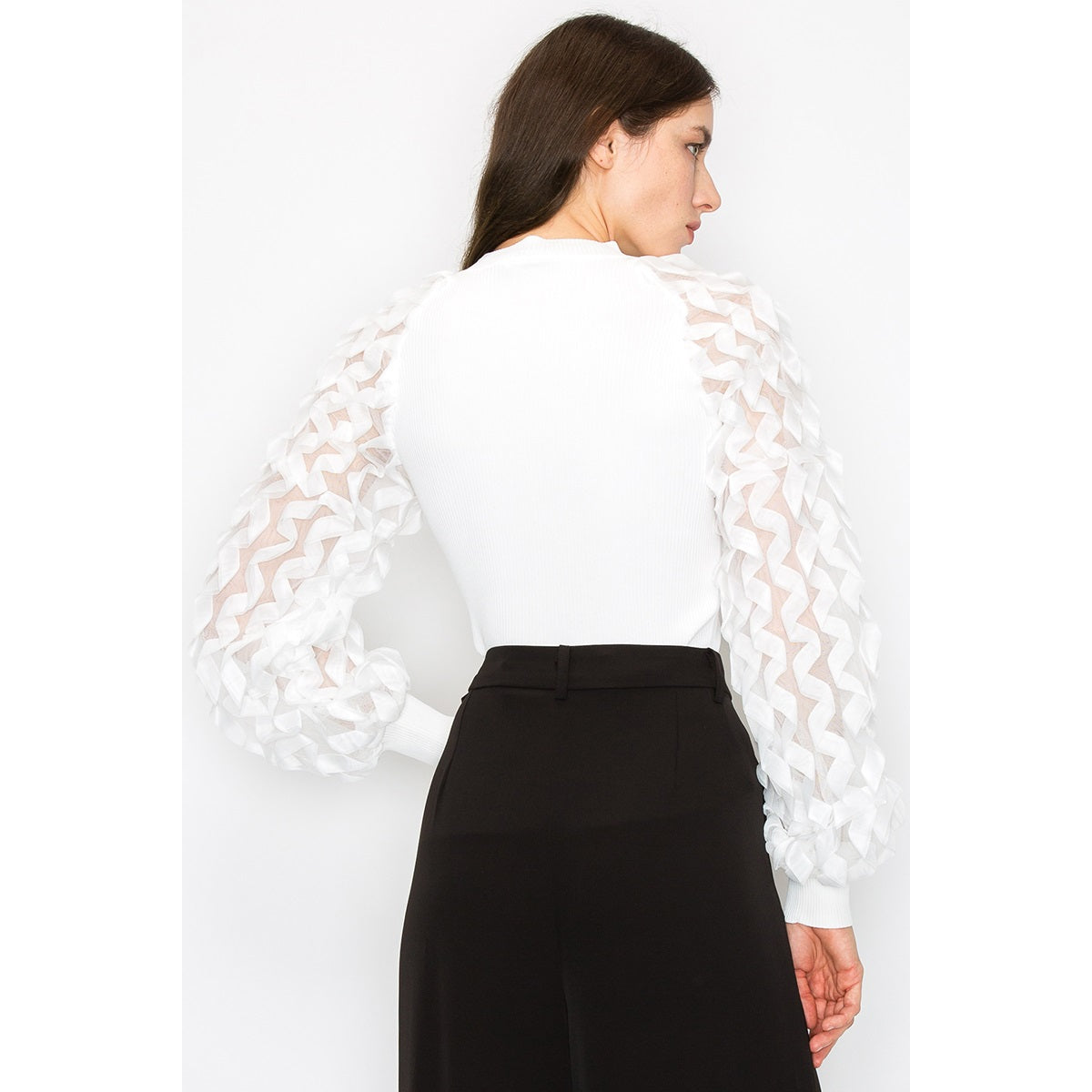 White Puff Sleeve Top