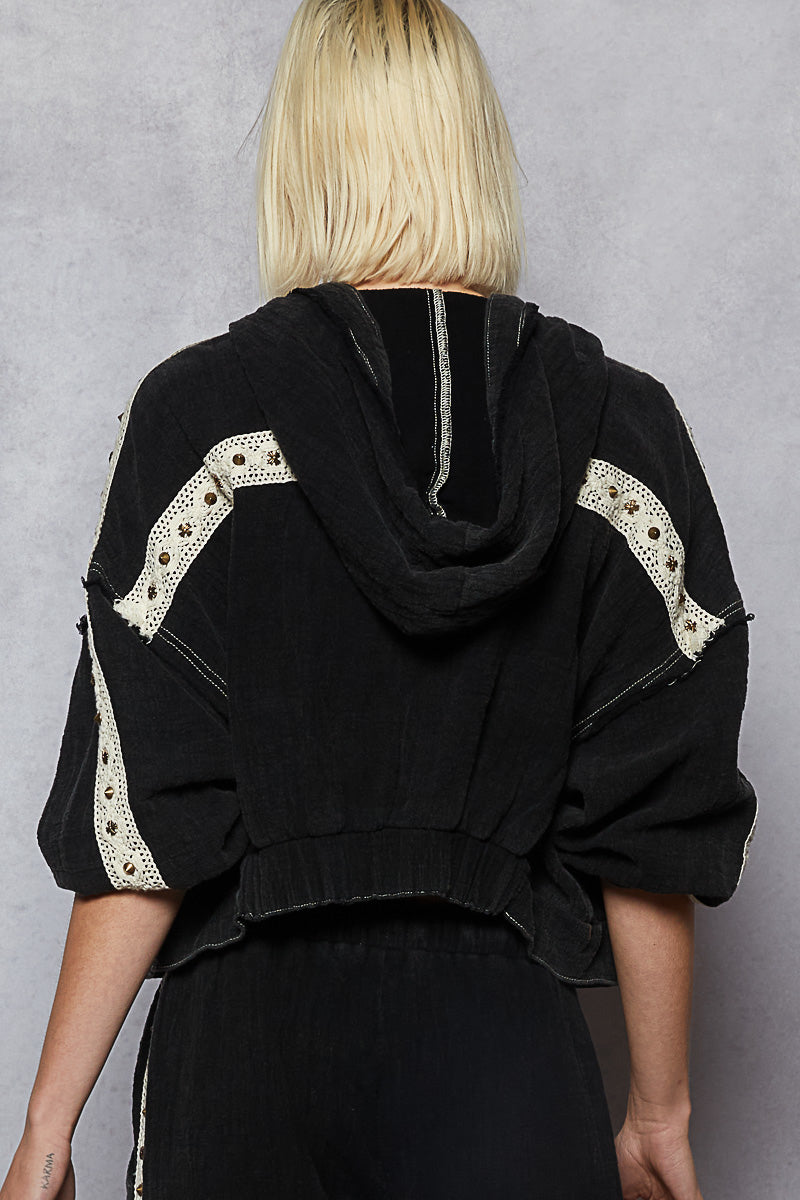 POL Black Stud ZIp Up