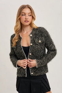 Pearl Trim Glitter Sweater