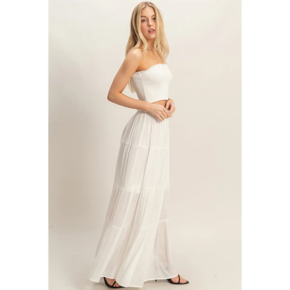 White Strapless Skirt Set