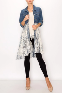 Denim and Lace Long Jacket