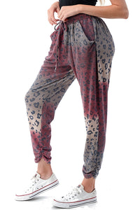 Wine Ombre Leopard Joggers