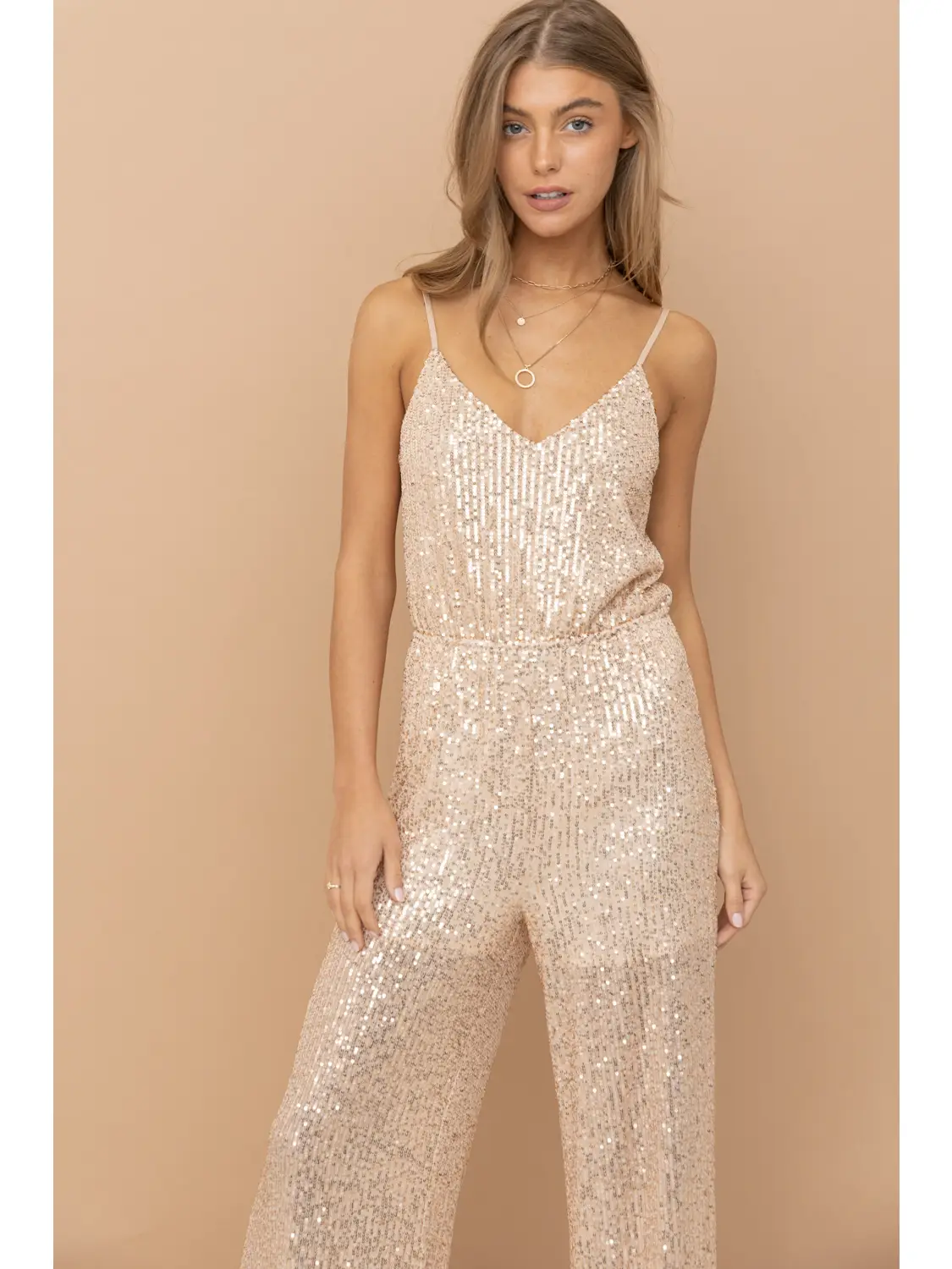 Cream sequin deals jumpsuit