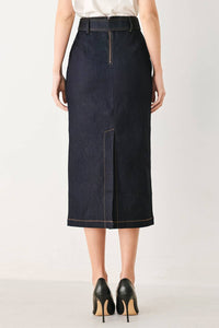CLASSIC DENIM OFFICE MIDI PENCIL SKIRT