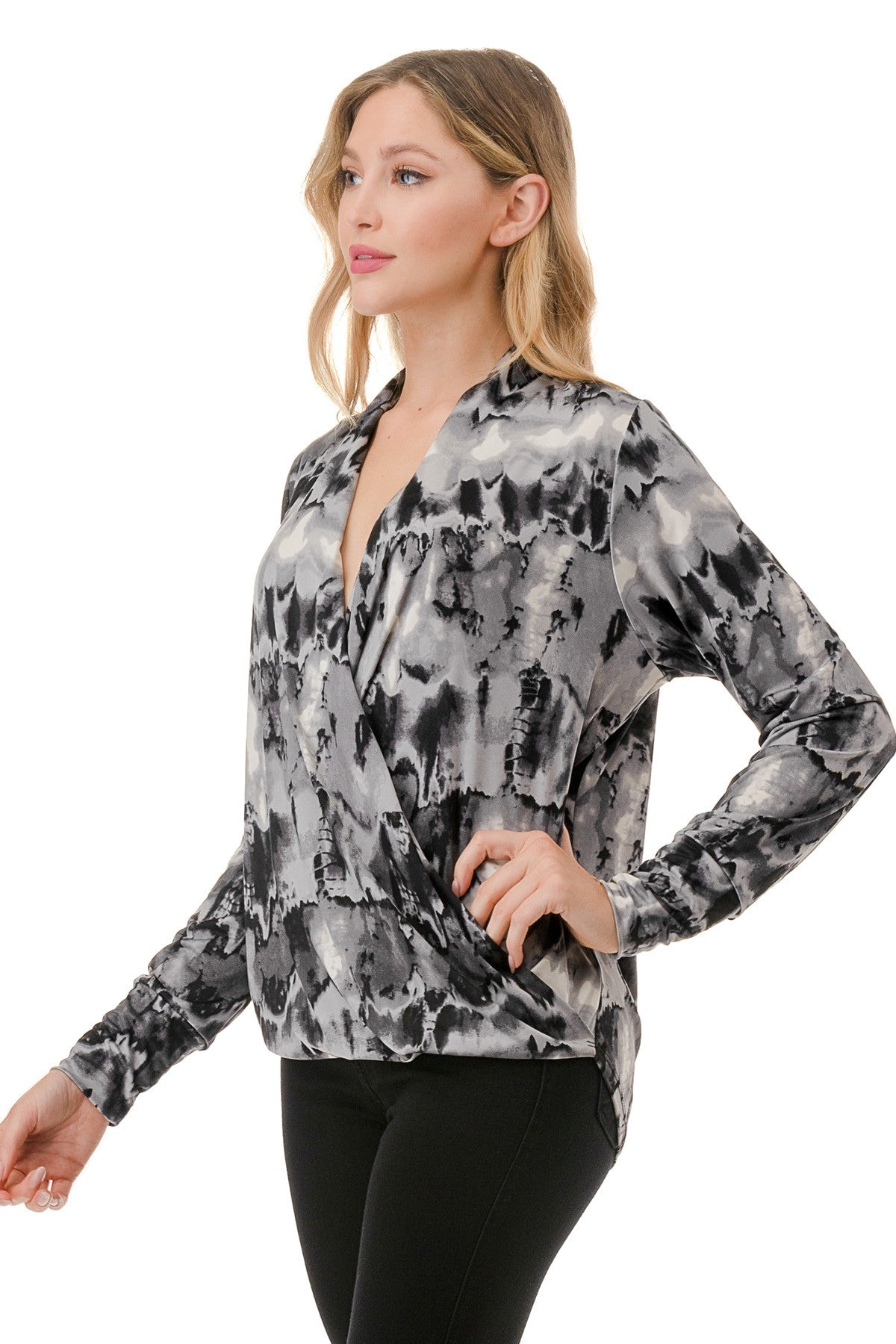 Grey Surplice Top