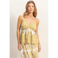 Floral Print V-Neck Camisole Yellow