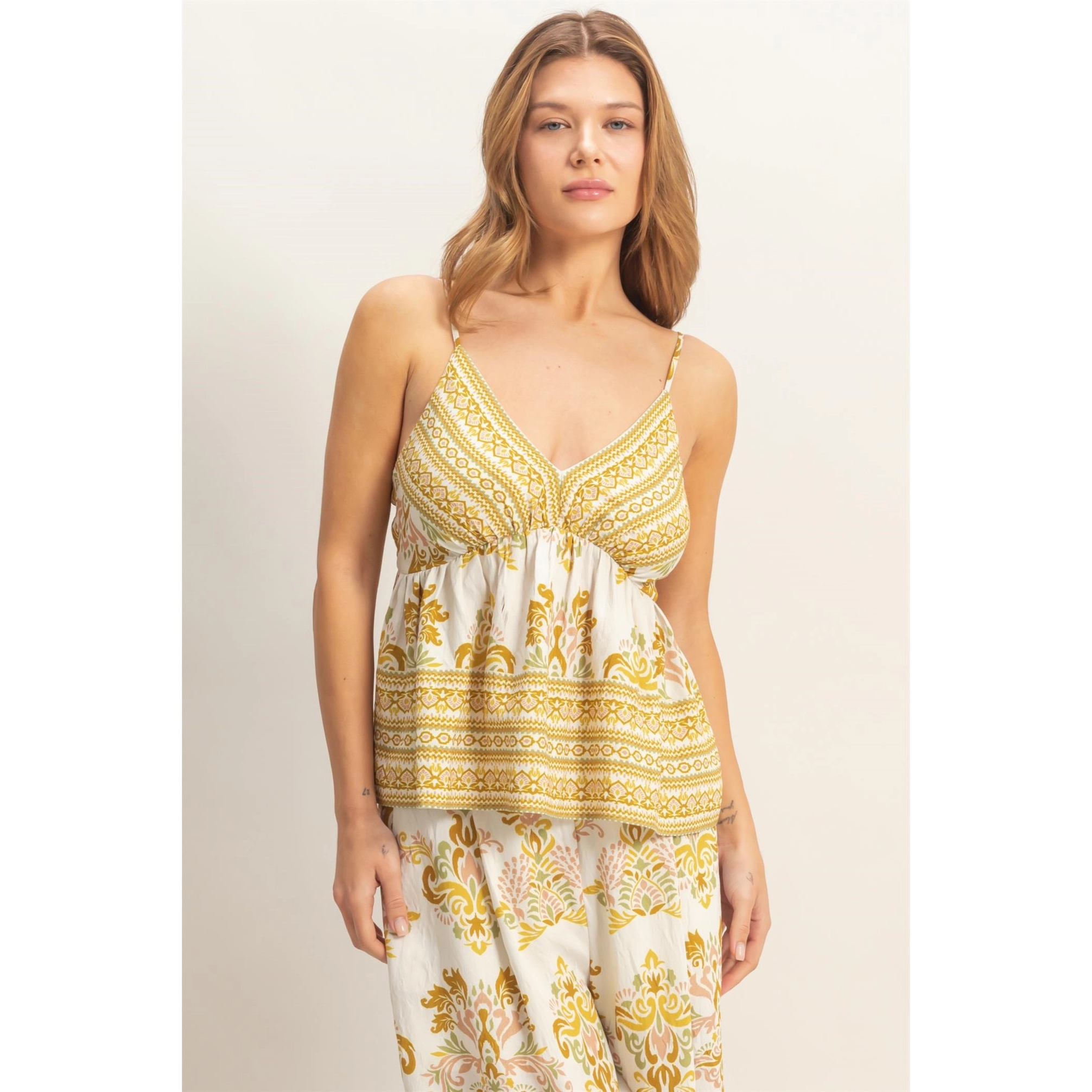 Floral Print V-Neck Camisole Yellow